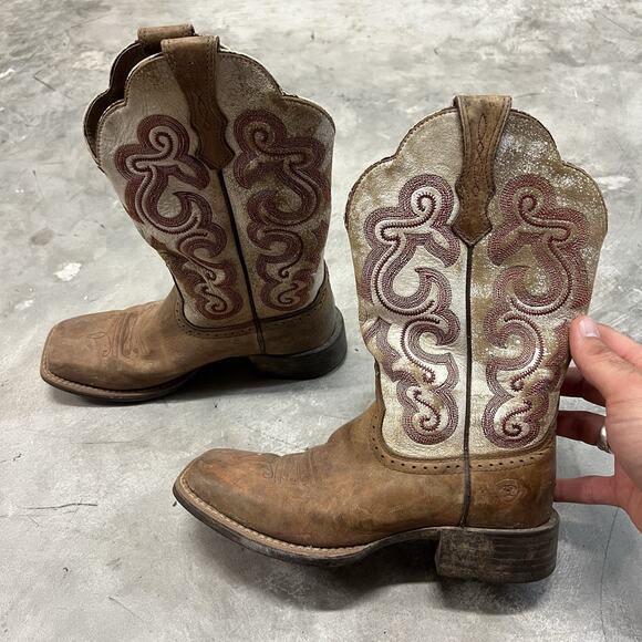 Ariat Brown and Cream Ankle Boots - Picture 1 of 8
